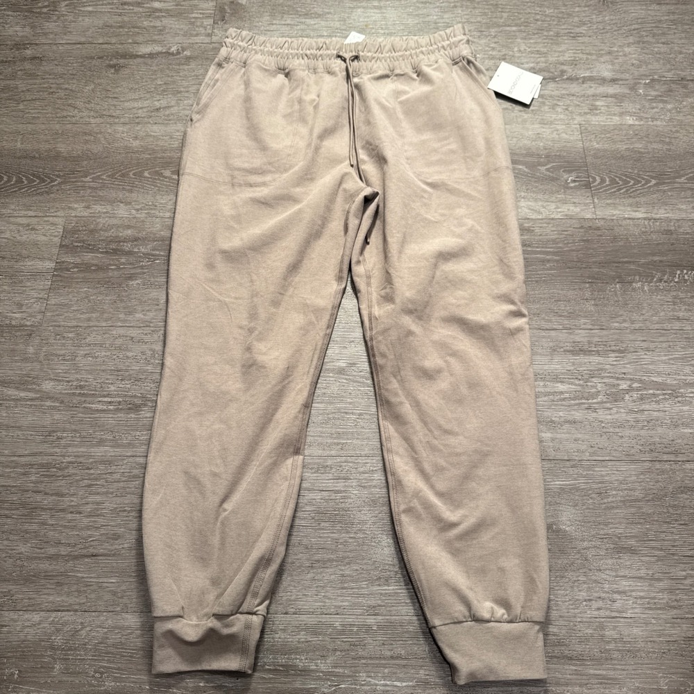 Beyond Yoga Pants Womens Large Birch Heather Spacedye Commuter Mid Joggers NWT‎